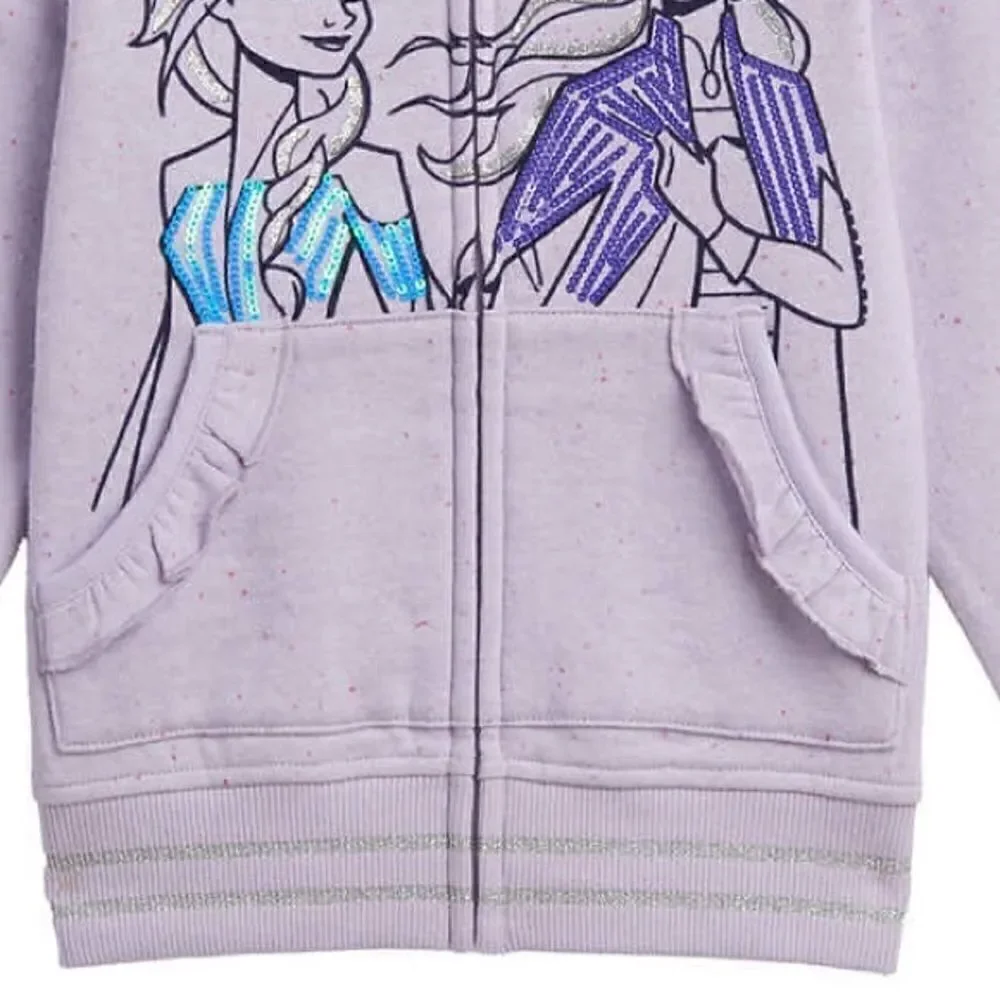 NEW! NWT DISNEY FROZEN Kids Hoodie and Tee 2 Piece Set, Purple - Picture 3 of 12